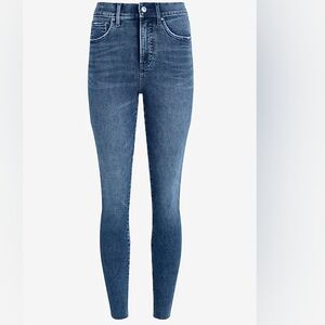 High Waisted Dark Wash Skinny Jeans express 14 long